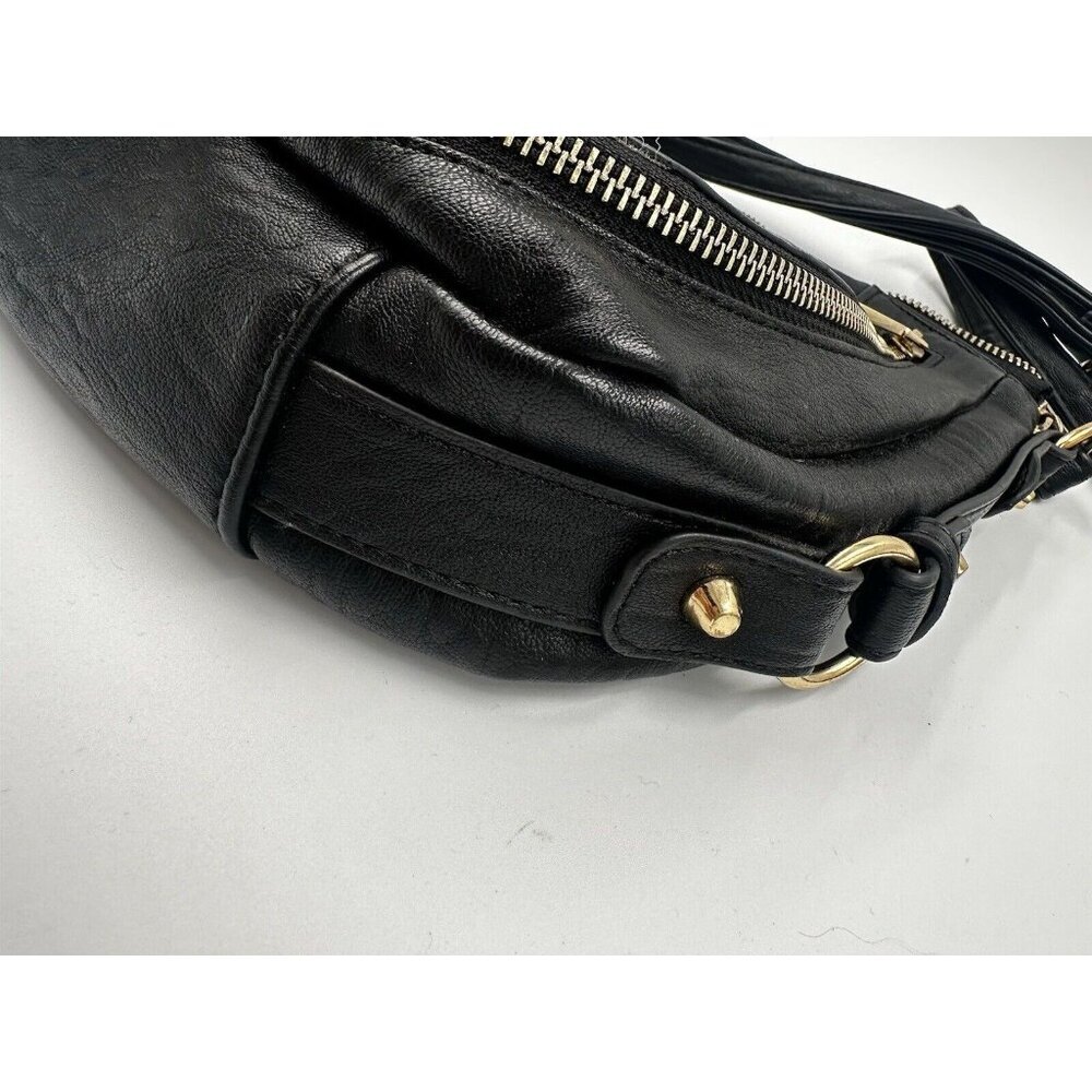 Jessica Simpson Ladies Black Crossbody Bag w/Adjustable Strap Gold Accents - Picture 7 of 12